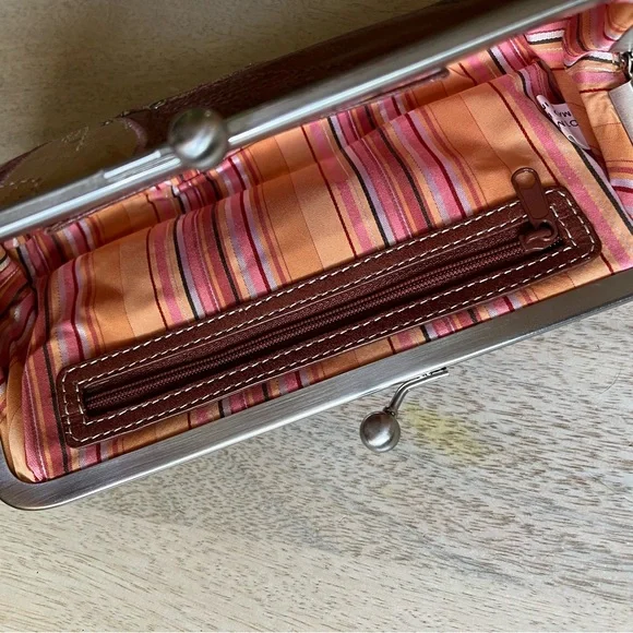 Fossil Leather Clutch, Floral Applique Embroidered, Studs, Never Used - Picture 6 of 6